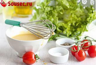 Salads with shrimp Mustard dressing for salad with shrimp is suitable